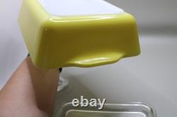 VINTAGE PYREX PRIMARY COLORS 4PC 501 502 503 SET REFRIGERATOR DISHES LIDS comple