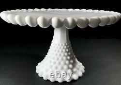 VINTAGE RARE DUNCAN & MILLER Milk Glass Old Giant Hobnail Pedestal Cake Stand