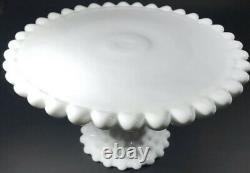 VINTAGE RARE DUNCAN & MILLER Milk Glass Old Giant Hobnail Pedestal Cake Stand