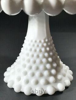 VINTAGE RARE DUNCAN & MILLER Milk Glass Old Giant Hobnail Pedestal Cake Stand