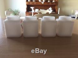 VINTAGE Tipp USA Milk Glass CHERRIES Spice Set with WHITE Rack EXCELLENT Original