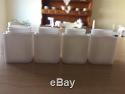VINTAGE Tipp USA Milk Glass CHERRIES Spice Set with WHITE Rack EXCELLENT Original