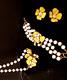 Vintage Trifari Camellia Set Necklace Bracelet Earrings Yellow White Milk Glass