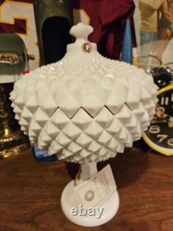 VINTAGE WESTMORELAND 14 New Old Stock Milk Glass Diamond SAWTOOTH COVERED