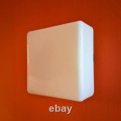 VIntage white opaline milk glass square CEILING WALL SCONCE light Czechoslovakia