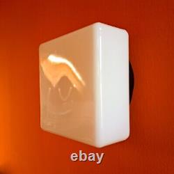 VIntage white opaline milk glass square CEILING WALL SCONCE light Czechoslovakia