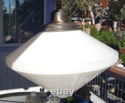 VTG 18 Art Deco White Milk Glass Diamond Shaped Hanging Light