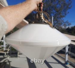 VTG 18 Art Deco White Milk Glass Diamond Shaped Hanging Light