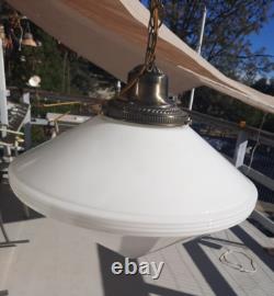 VTG 18 Art Deco White Milk Glass Diamond Shaped Hanging Light