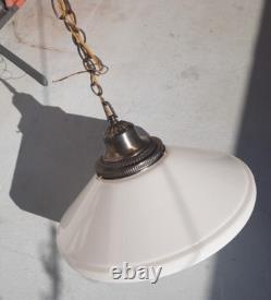 VTG 18 Art Deco White Milk Glass Diamond Shaped Hanging Light