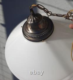 VTG 18 Art Deco White Milk Glass Diamond Shaped Hanging Light