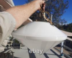 VTG 18 Art Deco White Milk Glass Diamond Shaped Hanging Light