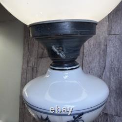 VTG 30 Quoizel GWTW Hurricane Lamp Blue Onion White Milk Glass Parlor Light XL