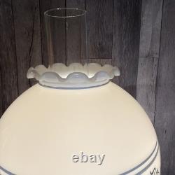 VTG 30 Quoizel GWTW Hurricane Lamp Blue Onion White Milk Glass Parlor Light XL