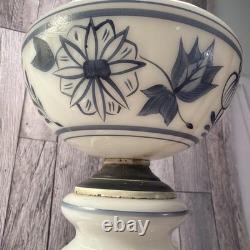 VTG 30 Quoizel GWTW Hurricane Lamp Blue Onion White Milk Glass Parlor Light XL