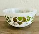 Vtg Ah Fire King Springtime Mod Green Flower Mcm Milk Glass Mixing Bowl 8.5 Mcm