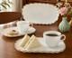 Vtg Anchor Hocking Milk Glass Snack Set 22k Gold Rim 8-piece Mid-century New