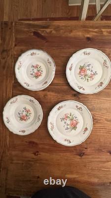 VTG Arcopal Provincial Milk Glass Floral Scalloped 7 Plates & 8 Bowls France