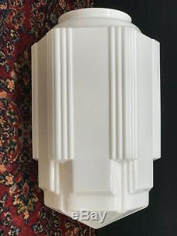 VTG Art Deco Skyscraper LARGE 16 Ceiling Light Shade / Globe White Milk Glass