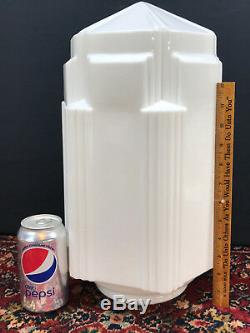 VTG Art Deco Skyscraper LARGE 16 Ceiling Light Shade / Globe White Milk Glass