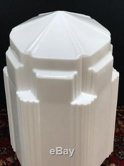 VTG Art Deco Skyscraper LARGE 16 Ceiling Light Shade / Globe White Milk Glass