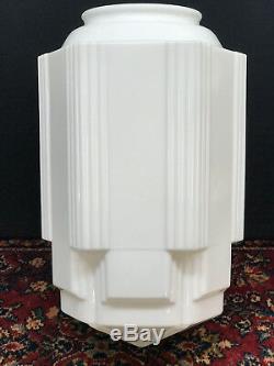 VTG Art Deco Skyscraper LARGE 16 Ceiling Light Shade / Globe White Milk Glass