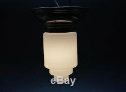 VTG CZECH ART DECO BAUHAUS 1930's Milk Glass Shade LIGHT Fixture