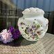 Vtg Consolidated Glass Co Milk Glass Hand Painted Floral Quilted Cookie Jar 8.5
