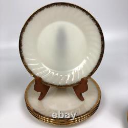 VTG FIRE KING White Milk Glass Swirl Gold Trim 24 PCS 4 Settings SEE DETAILS
