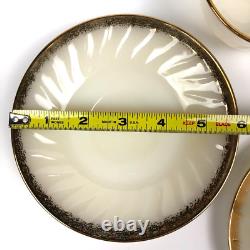 VTG FIRE KING White Milk Glass Swirl Gold Trim 24 PCS 4 Settings SEE DETAILS
