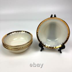 VTG FIRE KING White Milk Glass Swirl Gold Trim 24 PCS 4 Settings SEE DETAILS