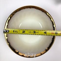 VTG FIRE KING White Milk Glass Swirl Gold Trim 24 PCS 4 Settings SEE DETAILS