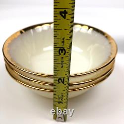VTG FIRE KING White Milk Glass Swirl Gold Trim 24 PCS 4 Settings SEE DETAILS
