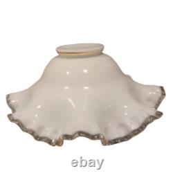 VTG Fenton Charleton Edge Hand Painted Roses Dish Pink Rose Milk Glass 8