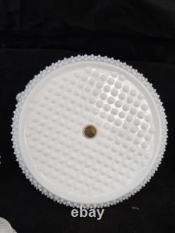 VTG Fenton Hobnail Milk Glass Condiment Set #3809 10 PC Salt Pepper Cream Sugar