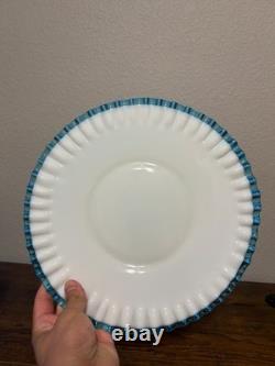 VTG Fenton Milk Glass 12W Aqua Crest Large Sandwich Plate/Platter