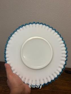VTG Fenton Milk Glass 12W Aqua Crest Large Sandwich Plate/Platter