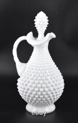 VTG Fenton Milk Glass Hobnail #3761 Decanter and Stopper 12 White
