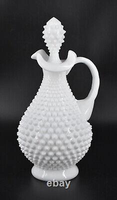 VTG Fenton Milk Glass Hobnail #3761 Decanter and Stopper 12 White