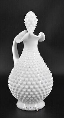 VTG Fenton Milk Glass Hobnail #3761 Decanter and Stopper 12 White