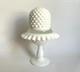 Vtg Fenton White Milk Glass Pedestal 3 Piece Hobnail Footed Fairy Lamp 8 Read