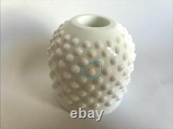 VTG Fenton White Milk Glass Pedestal 3 Piece Hobnail Footed Fairy Lamp 8 READ
