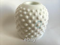 VTG Fenton White Milk Glass Pedestal 3 Piece Hobnail Footed Fairy Lamp 8 READ