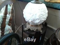 VTG Fenton White Poppy Milk Glass Gone With The Wind Parlor Lamp Farmhouse decor