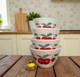 Vtg Fire King Apples And Cherries Splash Proof Mixing Bowls Complete Set Of 4