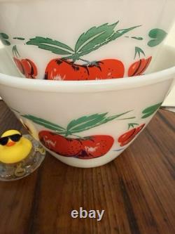 VTG Fire King Apples And Cherries Splash Proof Mixing Bowls Complete Set Of 4