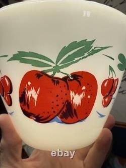 VTG Fire King Apples And Cherries Splash Proof Mixing Bowls Complete Set Of 4