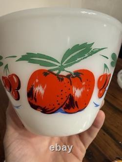 VTG Fire King Apples And Cherries Splash Proof Mixing Bowls Complete Set Of 4