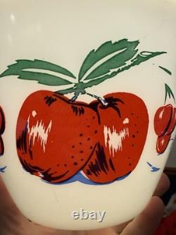 VTG Fire King Apples And Cherries Splash Proof Mixing Bowls Complete Set Of 4