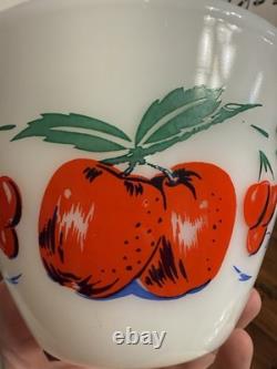VTG Fire King Apples And Cherries Splash Proof Mixing Bowls Complete Set Of 4
